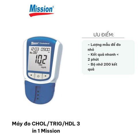 Máy Đo CHOL/TRIG/HDL 3 in 1 Mission - Thiết Bị Đo Đường Huyết Nhanh Chóng, Chính Xác, Dễ Dàng Mang Theo