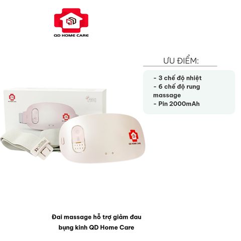 Đai Massage Giảm Đau Bụng Kinh QD Home Care - Công Nghệ Gia Nhiệt, 6 Chế Độ Rung, Pin 2000mAh, Thoải Mái và Hiệu Quả