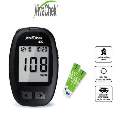 Máy đo đường huyết Vivachek Ino - Kết quả chính xác sau 5 giây, Tích hợp bộ nhớ 900 kết quả, Đáng tin cậy cho mọi lứa tuổi