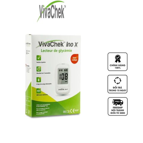 Máy Đo Đường Huyết VivaChek Ino X - Thiết Kế Thông Minh, Màn Hình LCD Lớn, Kết Quả Nhanh Chỉ Sau 5 Giây, Thích Hợp Cho Người Cao Tuổi