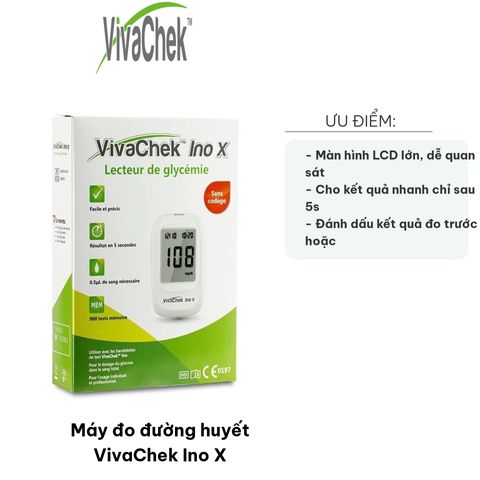 Máy Đo Đường Huyết VivaChek Ino X - Thiết Kế Thông Minh, Màn Hình LCD Lớn, Kết Quả Nhanh Chỉ Sau 5 Giây, Thích Hợp Cho Người Cao Tuổi