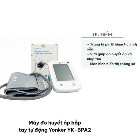 Máy Đo Huyết Áp Bắp Tay Tự Động Yonker YK-BPA2 - Chứng Nhận CE, FDA, Màn Hình Lớn, Pin Lithium, Dành Cho Người Lớn Tuổi, Tiện Dụng Khi Du Lịch