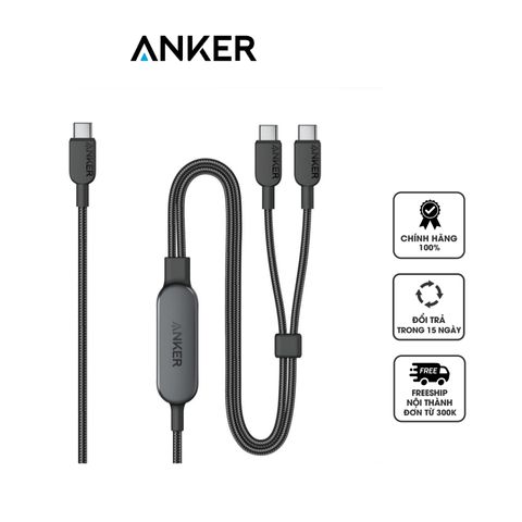 Cáp Sạc Nhanh 2in1 Anker A8895 USB C to USB C 140W - Dài 1.2m, Chống Rối, Sạc Đa Thiết Bị, Phù Hợp Cho Chuyến Đi Xa