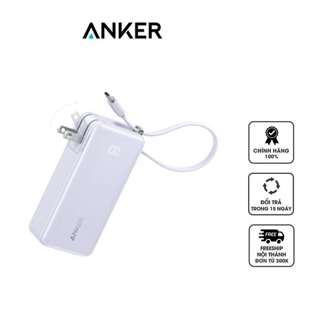 Pin sạc dự phòng Anker Fusion 10000mAh A1637 - Sạc nhanh 30W với cáp tích hợp Type C và Lightning, thiết kế gọn nhẹ, tiện lợi