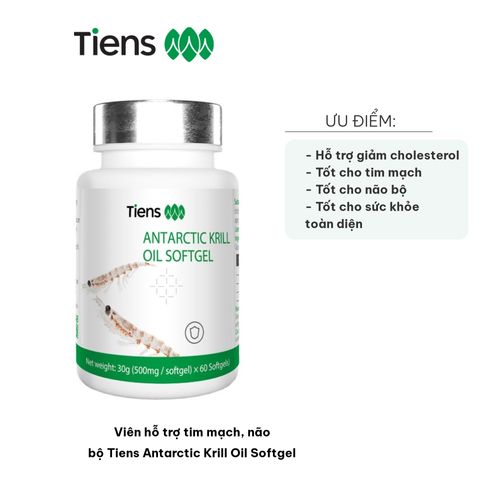 Viên Hỗ Trợ Tim Mạch, Não Bộ Tiens Antarctic Krill Oil Softgel - Bổ Sung Dinh Dưỡng Từ Dầu Nhuyễn Thể, Tăng Cường Sức Khỏe Toàn Diện - 60 Viên