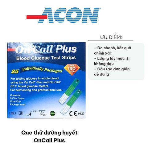 Que Thử Đường Huyết OnCall Plus - Hộp 25 Que, Kiểm Tra Nhanh Chóng, Chính Xác - Thiết Bị Y Tế Dành Cho Gia Đình
