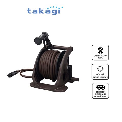 Bộ cuộn ống tưới cây Takagi R330TBR 30m - 4 chế độ phun, chất liệu nhựa PP bền, tiện lợi cho tưới cây và rửa xe