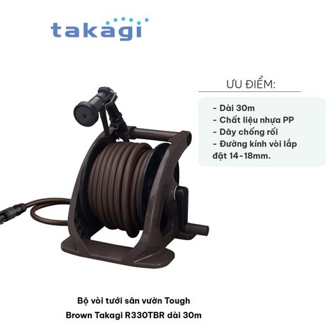 Bộ Vòi Tưới Sân Vườn Takagi R330TBR Dài 30m - Chống Rối, 4 Chế Độ Phun, Nhựa PP Cao Cấp Chống UV - Thiết Bị Tưới Nước Tiện Lợi