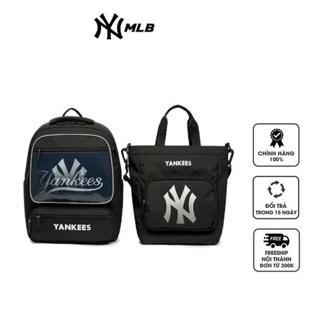 Set Balo Trẻ Em MLB Basic NY Yankees 7ABK0013N-50BKS Kèm Túi Tote Đen - Balo Chất Liệu Polyester Cao Cấp cho Bé Yêu