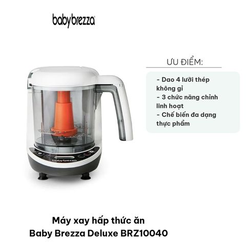 Máy Xay Hấp Thức Ăn Baby Brezza Deluxe BRZ10040 - Thiết Bị Đa Năng Chế Biến Thức Ăn Dặm Cho Bé 3 Chức Năng Tiện Lợi