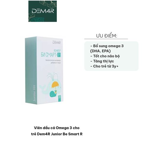 Viên Dầu Cá Omega 3 Dem4R Junior Be Smart R - Bổ Sung DHA, EPA Và Vitamin Cho Trẻ Từ 3 Tuổi, Hỗ Trợ Phát Triển Não Bộ, Thị Lực