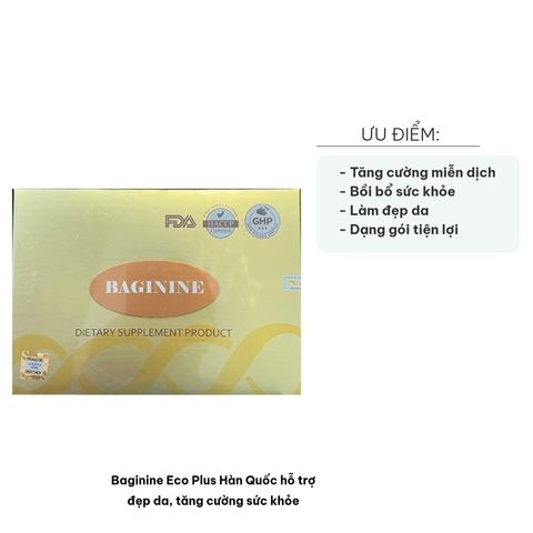 Baginine Eco Plus Hàn Quốc - Thực phẩm chức năng hỗ trợ đẹp da, tăng cường sức khỏe, bồi bổ cơ thể và tăng cường miễn dịch, hộp 15 gói