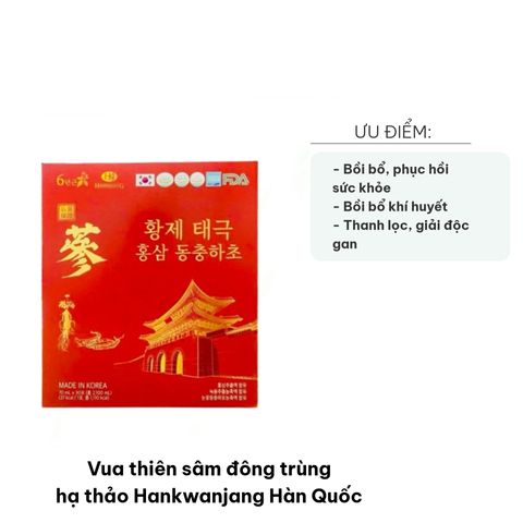 Nước Hồng Sâm Vua Thiên Sâm Đông Trùng Hạ Thảo Hankwanjang Hàn Quốc - Bổ Sung Dinh Dưỡng Tốt Cho Sức Khỏe, Hộp 30 Gói 70ml
