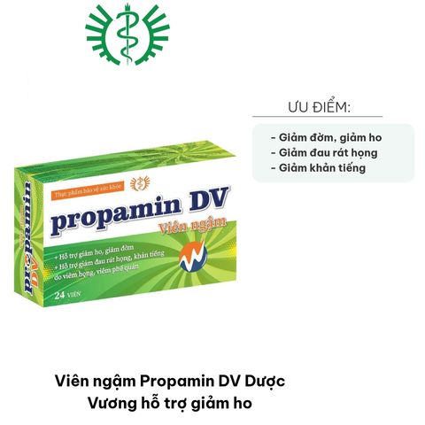 Viên ngậm Propamin DV Dược Vương - Hỗ trợ giảm ho, dịu họng cho trẻ và người lớn, vị thơm ngọt, 24 viên/hộp