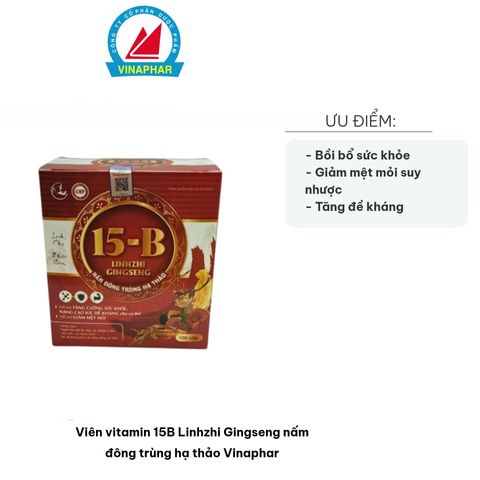 Viên Vitamin B15 Linhzhi Gingseng Nấm Đông Trùng Hạ Thảo Vinaphar - Hỗ Trợ Sức Khỏe, Phục Hồi Năng Lượng, 100 Viên