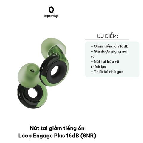 Nút Tai Giảm Tiếng Ồn Loop Engage Plus 16dB SNR - Lọc Âm Thanh Tốt Nhất, Thiết Kế Thời Trang, Sử Dụng Hàng Ngày