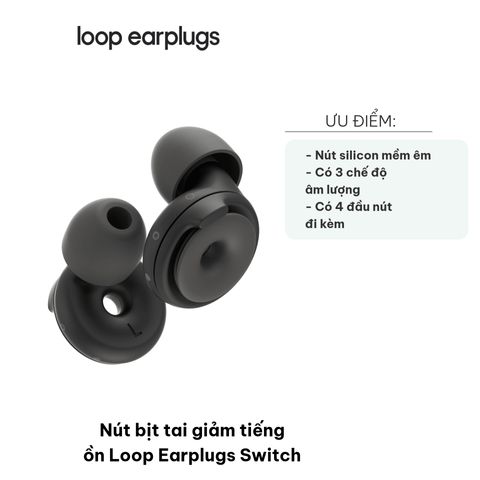 Nút Bịt Tai Giảm Tiếng Ồn Loop Earplugs Switch - Thoải Mái, Đa Chế Độ Âm Lượng, Kèm 4 Đầu Silicon - Sản Phẩm Chăm Sóc Sức Khỏe Chính Hãng