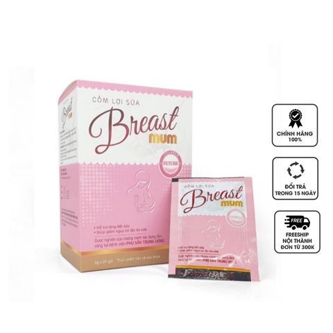 Cốm lợi sữa Breast Mum - Hỗ trợ tăng tiết sữa mẹ tự nhiên từ thảo dược, dễ sử dụng, an toàn cho sức khỏe mẹ và bé, hộp 20 gói