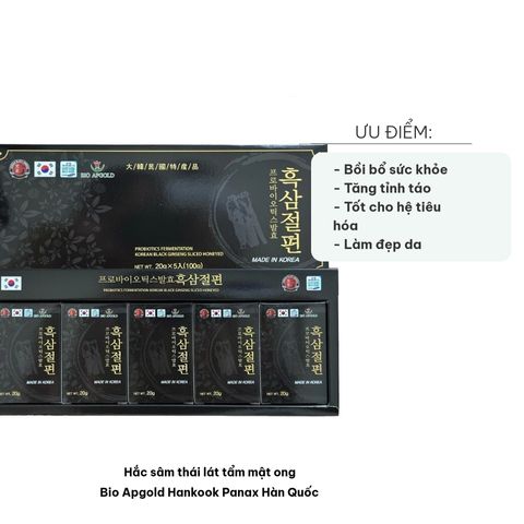 Hắc Sâm Thái Lát Tẩm Mật Ong Bio Apgold Hankook Panax Hàn Quốc - Tăng Cường Sức Khỏe và Đề Kháng 100g