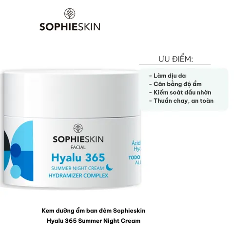 Kem Dưỡng Ẩm Ban Đêm Sophieskin Hyalu 365 Summer Night Cream - Cấp ẩm Chuyên Sâu, Dành Cho Da Dầu và Hỗn Hợp, Thiết Kế Đặc Biệt Mùa Hè