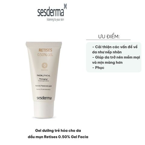 Gel Dưỡng Da Dầu Mụn Retises 0.50% Gel Facia - Chống Lão Hóa, Làm Sáng Da, Hỗ Trợ Điều Trị Mụn Trứng Cá, Thương Hiệu Sesderma