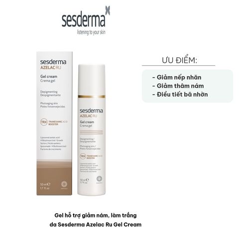 Gel giảm nám, làm sáng da Sesderma Azelac Ru - Kem dưỡng trắng da cho da dầu và hỗn hợp, ngăn nếp nhăn, thấm nhanh, 50ml