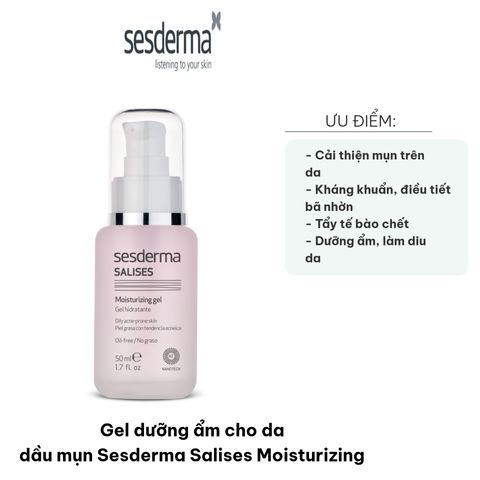Gel Dưỡng Ẩm Cho Da Dầu Mụn Sesderma Salises 50ml - Cải Thiện Tình Trạng Mụn, Điều Tiết Bã Nhờn, Dưỡng Ẩm Da Mịn Màng Tươi Tắn