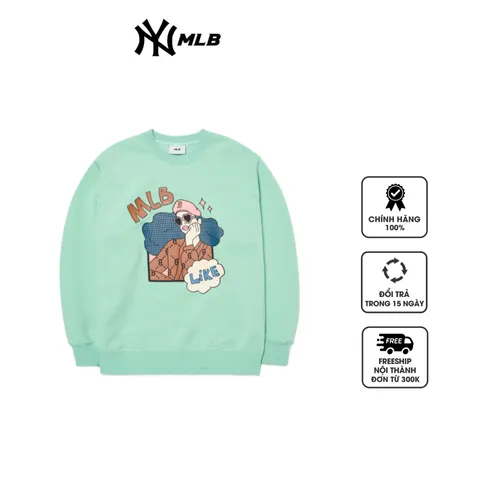 Áo sweater MLB Like Cartoon Boston Red Sox 3AMTL0224-43MTL màu xanh mint