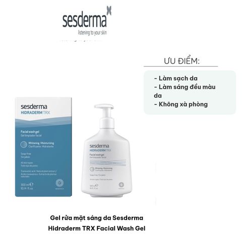 Gel rửa mặt sáng da Sesderma Hidraderm TRX 300ml - Sữa rửa mặt gel dịu nhẹ, không xà phòng, làm sạch và cấp ẩm cho mọi loại da