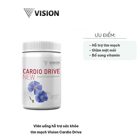 Viên Uống Hỗ Trợ Sức Khỏe Tim Mạch Vision Cardio Drive New - Bổ Sung DHA, EPA, Coenzyme Q10, Vitamin - Hỗ Trợ Người Trưởng Thành, Giảm Căng Thẳng
