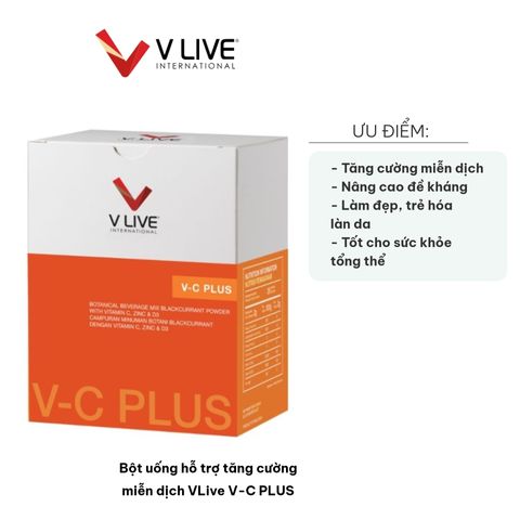 Bột Uống Tăng Cường Miễn Dịch VLive V-C PLUS 500mg - Hỗ Trợ Sức Khỏe Toàn Diện & Làm Đẹp Da - Hộp 28 Gói