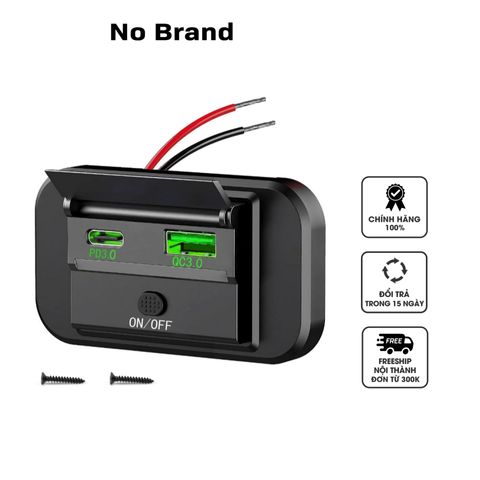 Ổ Cắm Sạc Nhanh 2 Cổng Type C & USB PD QC - Gắn Trên Xe Máy, Ô Tô, Tàu Thuyền - Thích Hợp Cho Android & iOS