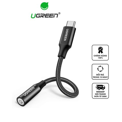 Cáp chuyển Type-C sang 3.5mm Ugreen AV142 - Kết nối tai nghe và loa, không chip DAC, chất lượng âm thanh tốt, thiết kế nhỏ gọn, tiện dụng.