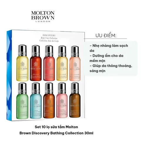 Set 10 Lọ Sữa Tắm Molton Brown Discovery Collection 30ml - Hương Thơm Tinh Tế, Dưỡng Ẩm, Làm Sạch Da Mềm Mịn