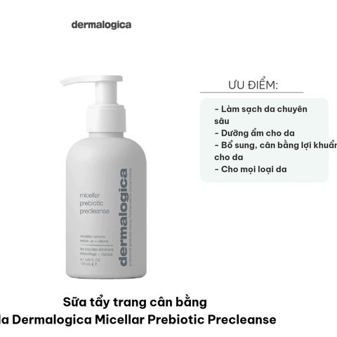 Sữa Tẩy Trang Cân Bằng Da Dermalogica Micellar Prebiotic Precleanse - Chăm Sóc Da Mặt Dưỡng Ẩm, Dịu Nhẹ, 150ml