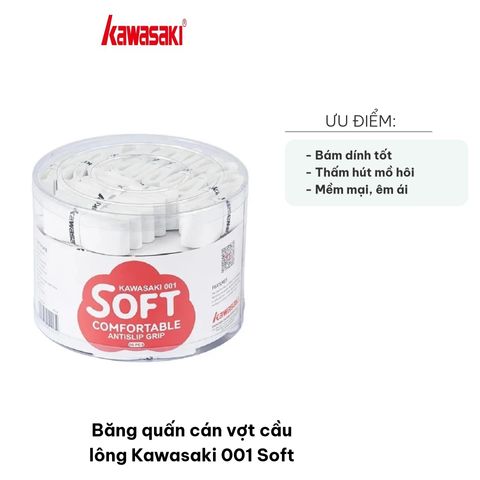Băng Quấn Cán Vợt Cầu Lông Kawasaki 001 Soft - Chất Liệu Mềm Mại, Thấm Hút Mồ Hôi, Bảo Vệ Cán Vợt - Phụ Kiện Thể Thao Chất Lượng Cao