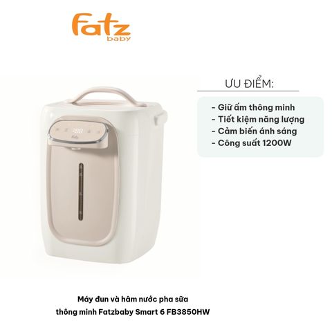Máy Đun và Hâm Nước Pha Sữa Fatzbaby Smart 6 FB3850HW - Chức Năng Giữ Ấm Thông Minh, Tiết Kiệm Năng Lượng, Dung Tích 5L