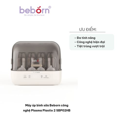 Máy Úp Bình Sữa Beborn Plasma Plastio 2 SBP02HB - Tiệt Trùng, Sấy Khô, Khử Mùi Hiệu Quả Với Công Nghệ Tiên Tiến