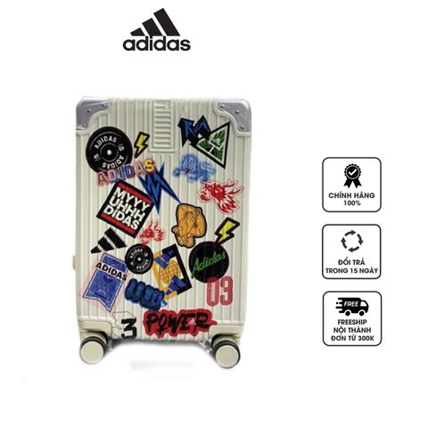 Vali Adidas Sticker 03 Màu Trắng Kem - Vali Kéo Cao Cấp Chống Va Đập, Phong Cách Năng Động, Thích Hợp Du Lịch Ngắn Hạn