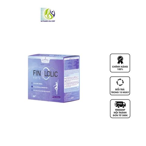 Finololic Forte - Viên Uống Hỗ Trợ Sức Khỏe Sinh Sản và Tăng Khả Năng Thụ Thai cho Phụ Nữ, Bổ Sung Vitamin và Khoáng Chất, 20 Gói x 6000mg