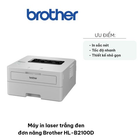 Máy in laser trắng đen Brother HL-B2100D - Tốc độ nhanh 34 trang/phút, in 2 mặt tự động, thiết kế nhỏ gọn cho văn phòng, trường học.