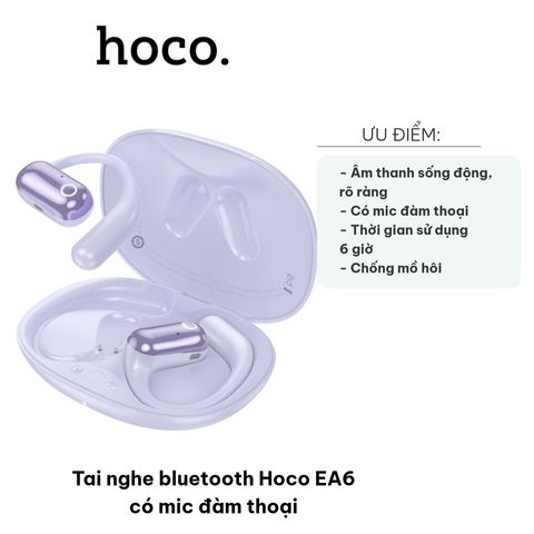 Tai Nghe Bluetooth Hoco EA6 Có Mic Đàm Thoại - Tai Nghe Thể Thao Năng Động, Chống Mồ Hôi, Âm Thanh Sống Động, Thời Gian Sử Dụng 6 Giờ