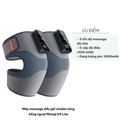 Máy Massage Đầu Gối Hồng Ngoại Masaji K9 Lite - Thiết Bị Trị Liệu Giảm Đau, Chườm Nóng 5 Cấp Độ, Dùng Cho Người Cao Tuổi