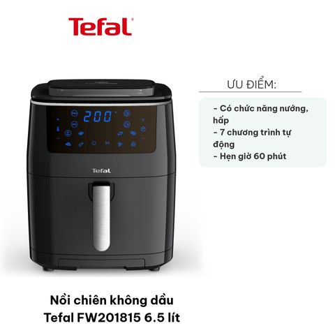 Nồi Chiên Không Dầu Tefal FW201815 6.5 Lít - Đa Năng Chiên Nướng & Hấp, Bảng Điều Khiển Cảm Ứng, Hẹn Giờ 60 Phút, An Toàn Sử Dụng
