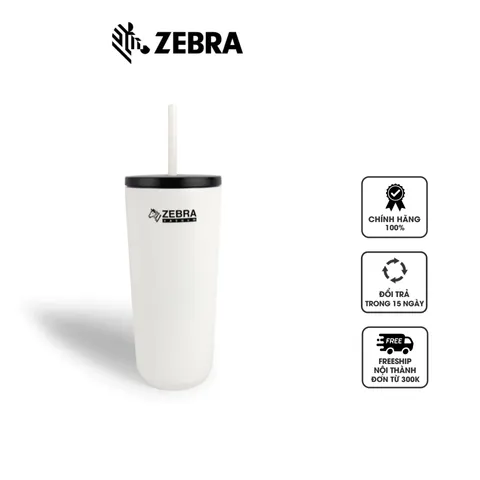 Ly Giữ Nhiệt Zebra Delight 590ml Có Ống Hút - Thiết Kế Trẻ Trung, Giữ Nhiệt 12 Giờ, Phù Hợp Uống Nóng Lạnh, Quà Tặng Độc Đáo