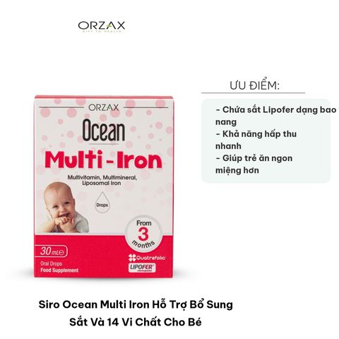 Siro Ocean Multi Iron Bổ Sung Sắt và 14 Vi Chất Cho Bé - Thực Phẩm Chức Năng Giúp Tăng Cường Sức Đề Kháng và Hấp Thu Dinh Dưỡng