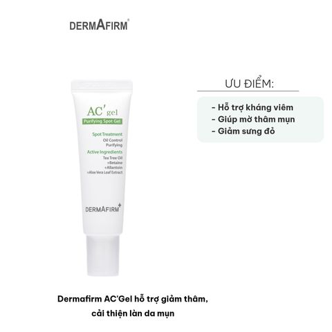 Gel Trị Mụn Dermafirm AC'Gel - Hỗ Trợ Giảm Thâm, Cải Thiện Da Mụn Dầu, 20ml - Sản Phẩm Chăm Sóc Da Chất Lượng Cao