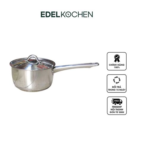 Quánh Inox Edelkochen 18cm Q18-3DED Đáy 5 Lớp Chất Liệu Inox 304 - Sử Dụng Được Trên Mọi Bếp, Tiết Kiệm Thời Gian Nấu Ăn