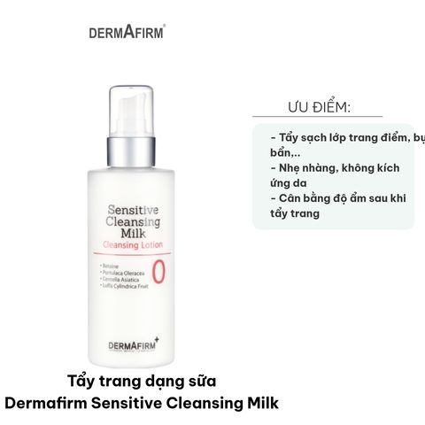 Tẩy Trang Dạng Sữa Dermafirm Sensitive Cleansing Milk 200ml - Chăm Sóc Da Nhạy Cảm, Làm Sạch Dịu Nhẹ, Thảo Dược Tự Nhiên