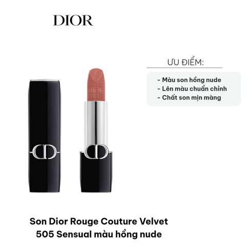 Son Dior Rouge Couture Velvet 505 Sensual - Son Hồng Nude Sang Trọng - Chất Son Mịn Lì, Lên Màu Chuẩn, Bền Màu Lâu 722990